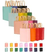 qiqee 32-Packs Paper Bags with Handles Bulk 8.26"×6"×3.15" Small Gift Bags 16 Different Senior Co...