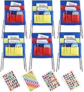 PLULON 6PCS Chairback Buddy Pocket Chart Seatback Stuff Storage Organizer with Name Tag Slot Chai...