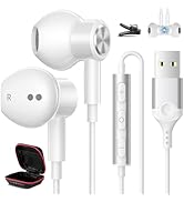 USB Headphones for PC Laptop Magnetic 7.5ft Wired Earbuds,Computer Headset with Mic Control Mute ...