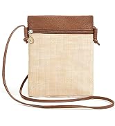 Energather Womens Crossbody Bag, Splicing Straw Leather Small Crossbody Bags for Women, Fashion S...