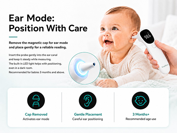 SimpliCare AET-R842 infrared thermometer for forehead, ear, and object temperature checks