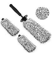 YeewayVeh 3PCS Wheel Cleaning Brush, Microfiber Flat Wheel Rim Cleaner Brush with 2 Extra Replace...