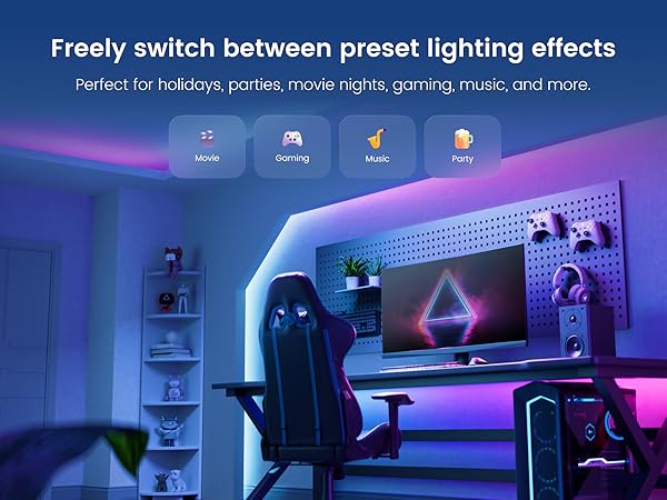 Smart RGBIC Light Strip for bedroom/ Livingroom/ Gaming Room/ Christmas