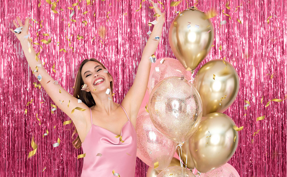 pink backdrop birthday decorations bachelorette party decor foil fringe curtains backdrop streamer