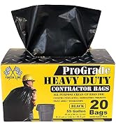 Reli. ProGrade Contractor Trash Bags 55 Gallon (20 Bags w/ Ties) Black 55 Gallon Trash Bags Heavy...