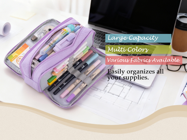 big pencil case cute purple