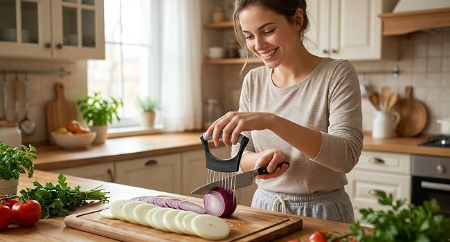 Onion Slicing Holder with 10-Piece 430 Stainless Steel Needles