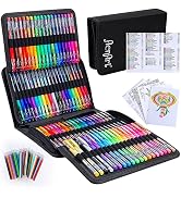 Gel Pens for Adult Coloring Books, 160 Pack Artist Colored Gel Pen with 40% More Ink, Black Case....
