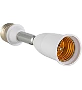 White E26/E27 Light Bulb Socket Extender Adapter 180 Degree Bendable Light Fixture E26/E27 to E26...