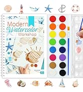 apolyone Beginners Watercolor Workbook for Adults -Step-by-Step Coloring Book Set-12 coloring boo...
