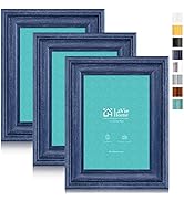 LaVie Home 5x7 Picture Frames (3 Pack, Bule) Rustic Photo Frame Set with High Definition Glass fo...