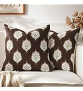 GIGIZAZA Brown Pillow Covers 18x18: Throw Pillows Soft Accent Cotton Covers for Couch - Decorativ...