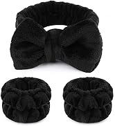WSYUB Makeup Headbands, 1pcs Black Spa Headband Fluffy Bow Tie Headband Microfiber Face Headband,...