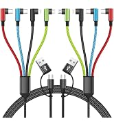 Travel Essentials 90 Degree Charging Cable, 4 in 2 USB A/USB C Multi Charging Cable, Right Angle ...