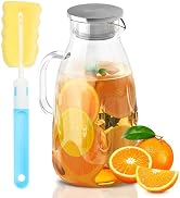 SUSTEAS 3 Liter 101 oz Penguin Glass Pitcher with Lid and Nozzle, Cold/Hot Water Glass Water Bott...