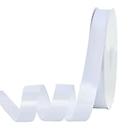 TONIFUL 7/8 Inch x 100yds White Satin Ribbon Thin Solid Frabic Ribbons for Gift Wrapping, DIY Cra...