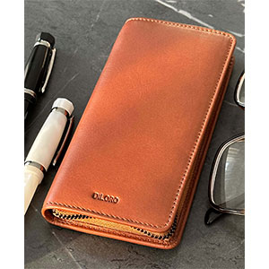 DiLoro Leather Triple or Quad Pen and Pencil Holder Bugatti Tan