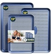 Slow Slog 3Pcs Nonstick Baking Sheet, Baking Sheet Pan Set, Jelly Roll Pans, Cookies Sheet for Ba...