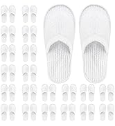 Frcctre 20 Pairs White Disposable Slippers, Closed Toe Soft Coral Fleece SPA Slippers for Women a...