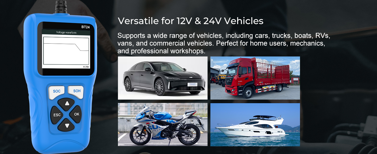 supports 12V 24V cars and trucks