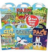 CREATIVETREES 6 Sets Reusable Sticker Book for Toddlers 3-6, Jelly Sticker Books for Toddler, Tra...