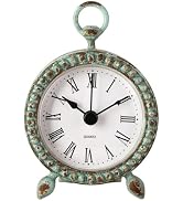 NIKKY HOME Vintage Mini Desk Clock, Aqua Table Clock, Shabby Chic Decor | Battery Operated Small ...