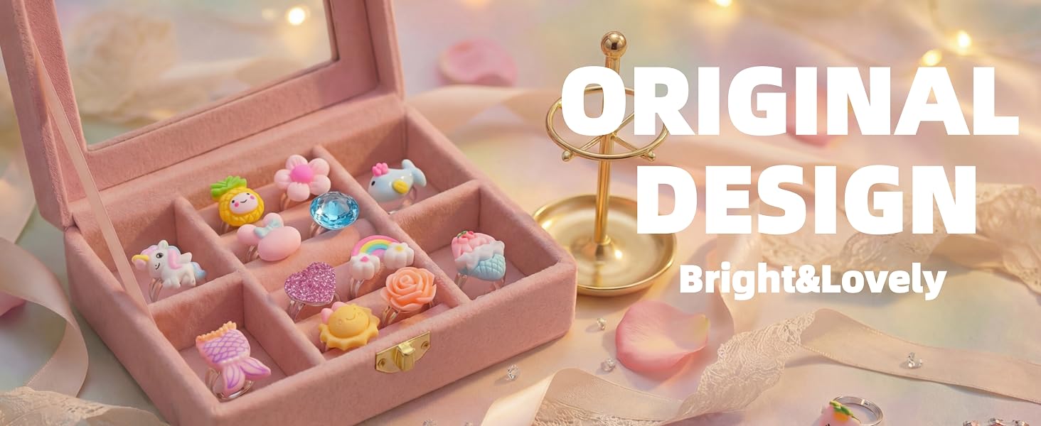 PASEMM 24pcs Little Girl Jewel Rings