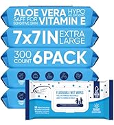 Air Jungles Flushable Wipes 300 Ct for Adult and Child, XL 7 x 7 in with Aloe Vera & Vitamin E fo...