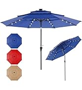 DUMOS LED Outdoor Patio Umbrella 10 FT UV-Resistant Market Umbrella with Tilt Adjustment & Crank ...