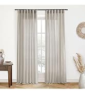 XTMYI Oatmeal Beige Curtains 84 Inches Long for Living Room 2 Panels Sets Stone Washed Linen Eart...