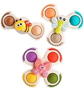 ALASOU 3PCS Pop Suction Cup Spinner Toys for 1 Year Old Boy Girl|Novelty Spinning Tops Toddler St...