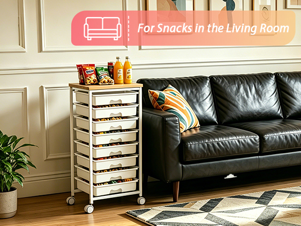 Goovilla rolling cart storage, with durable countertop, store snacks or beverages, tidy and stylish