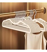 HWAJAN 50 Pack Soft-Touch Short Neck Hangers,Heavy Duty Space Saving Thin Suit Hangers with Anti-...