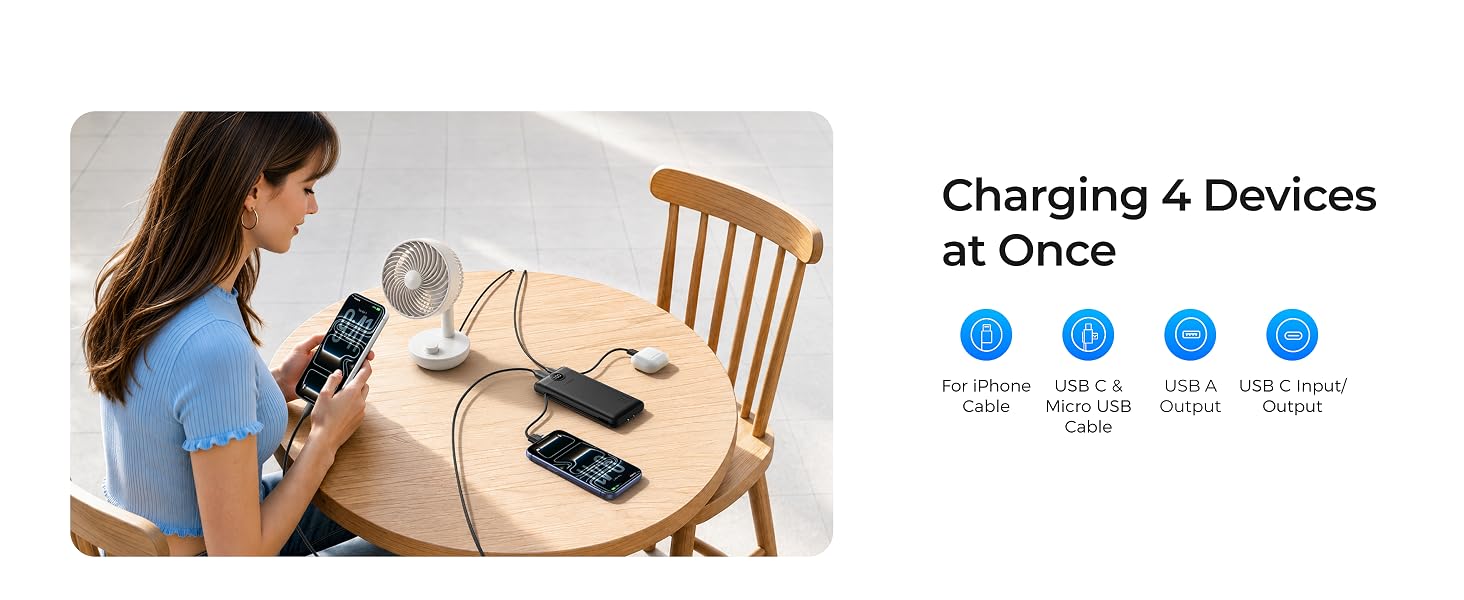 portable charger with built in cable