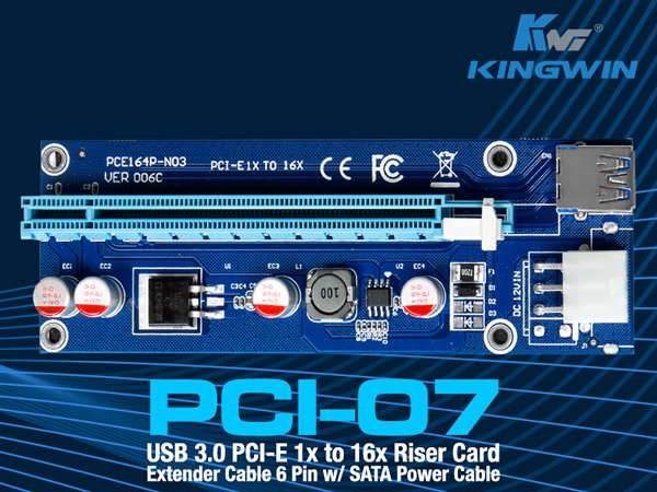 USB 3.0 PCI-E 1x to 16x Riser Card Extender Cable 6 Pin w/ SATA Power Cable