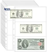 ENPOINT 180 Pockets Acid Free Currency Sleeves, 30 Pack Dollar Bill Sleeves for Collecting Cash, ...