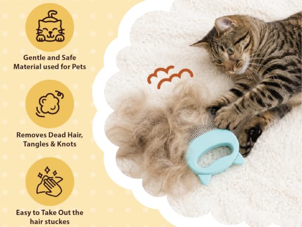 the leos paw cat comb is gentle and safe, removes dead hear, tangles and knots