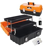 WEWLINE 16.5-Inch Tool Box Organizer 3-Layer Multiplication Plastic Storage Toolbox with Portable...