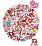Valentines Day Heart Stickers for Water Bottles, Cards, Gift Boxes, Party Favors - Waterproof Vin...