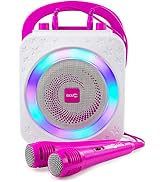RockJam 10 Watt Rechargeable Bluetooth Karaoke Machine with Two Mics, Pink