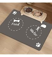 Dog Food Mat 18"×30" Absorbent Dog Mat for Food and Water with Rubber Backing, No Stains Quick Dr...