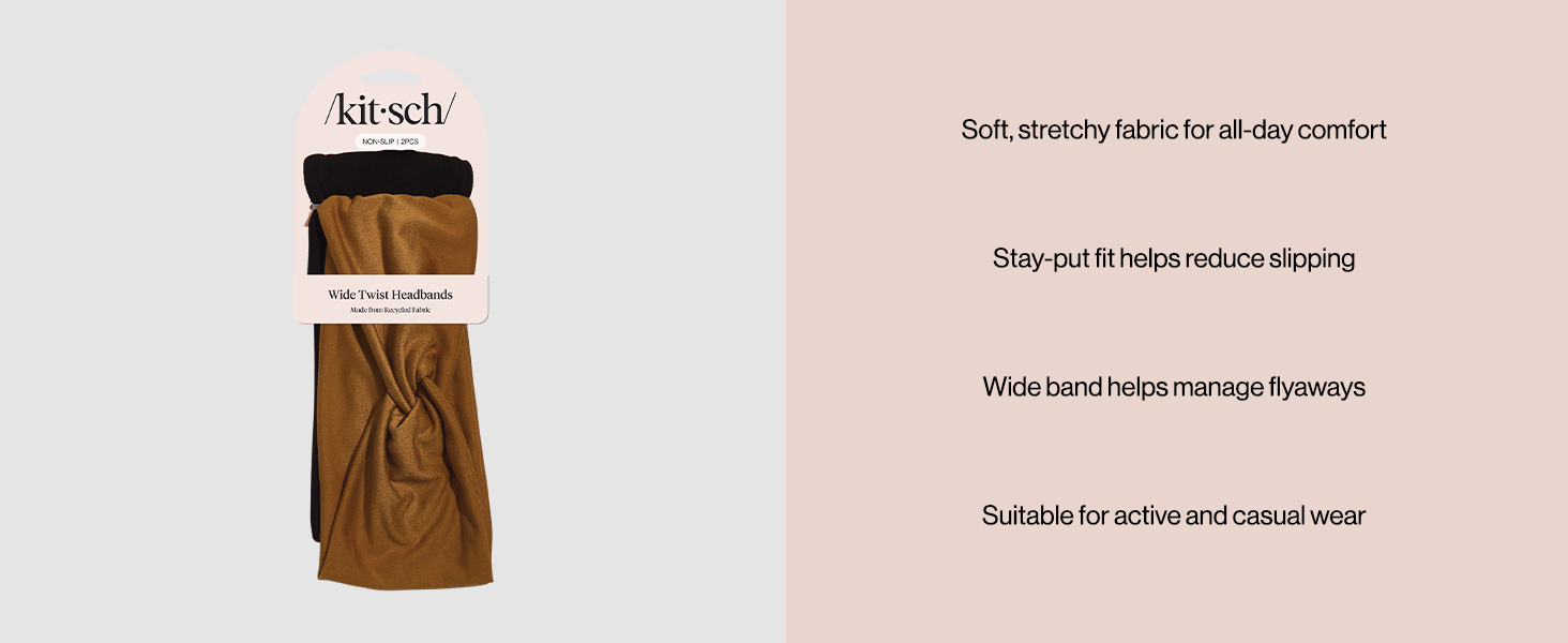 Kitsch Wide Headbands for Women Non Slip - Running Headbands for Girls