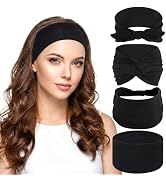 ZhouBoat 4 Packs Black Wide Headbands for Women Stretchy Anti-Slip Sweat Head Bands Multi Styles ...