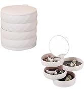 YORJLBK Rotating Jewelry Organizer with 4-Tier Partitioned Storage, Small Jewelry Box with Multi-...
