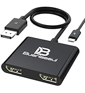 DisplayPort to Dual DisplayPort Splitter 4K@120Hz, USB-C Powered, Display Port 1.4 MST Hub for Du...