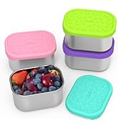 SOPHICO Stainless Steel Snack Containers for Kids, 8 oz Small Food Storage Container with Silicon...