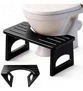 Foldable Toilet Stool, 7 Inch Poop Stool for Bathroom, Bamboo Toilet Stool Squat Adult, Collapsib...