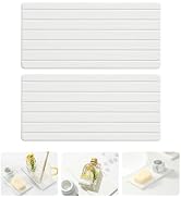 Razborci 2PCS Quick Stone Drying Tray Mat for Bathroom & Kitchen Counter, Instant Dry Water Absor...