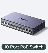 UGREEN Ethernet Switch, 10-Port PoE Switch, 8 PoE+@60W and 2 Gigabit Uplink