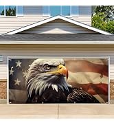 THISFIND 13x6ft USA Patriotic Bald Eagle Flag Garage Door Decoration Flag Photography Backdrop Na...